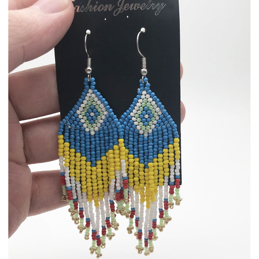 bohemian glass seed beads tassel earring statement miyuki bead dangle tassel earring distributors