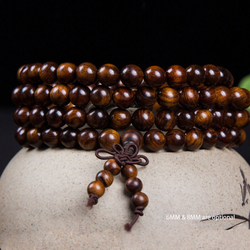 handmade natural Vietnam rosewood 108 wood mala prayer beads wrist mala wholesale