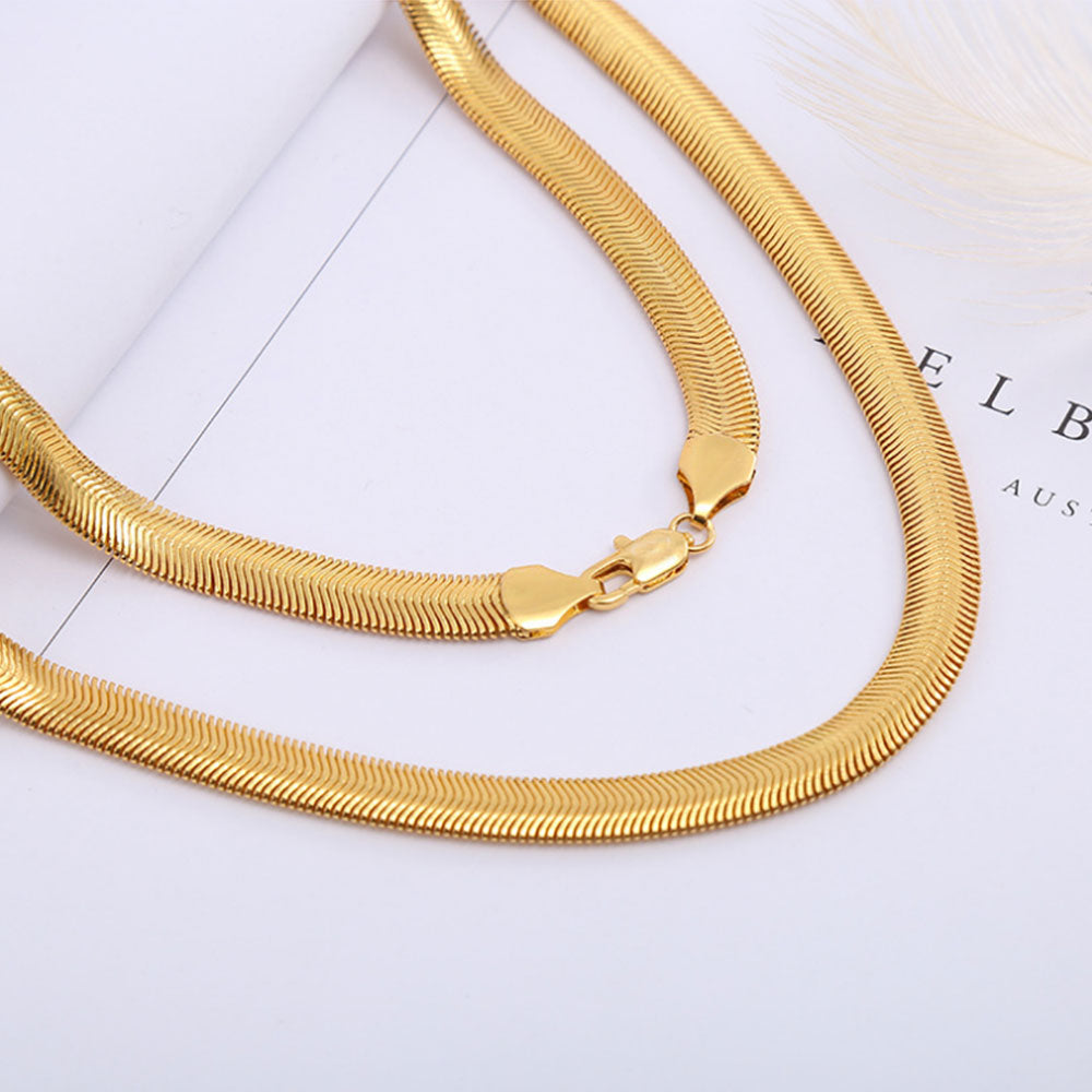 Alloy Gold color men girls SNAKE JEWELRY chain necklace width 6MM