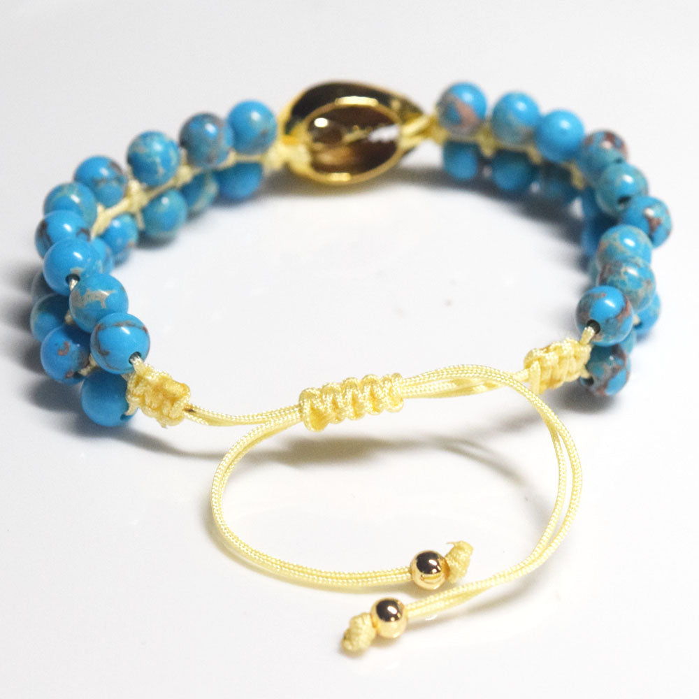 Pulsera Boho Turquoise blue Bracelet wraps Gold Plated Sea Shell Spring Summer Beach Jewelry perles Bracelets Handmade
