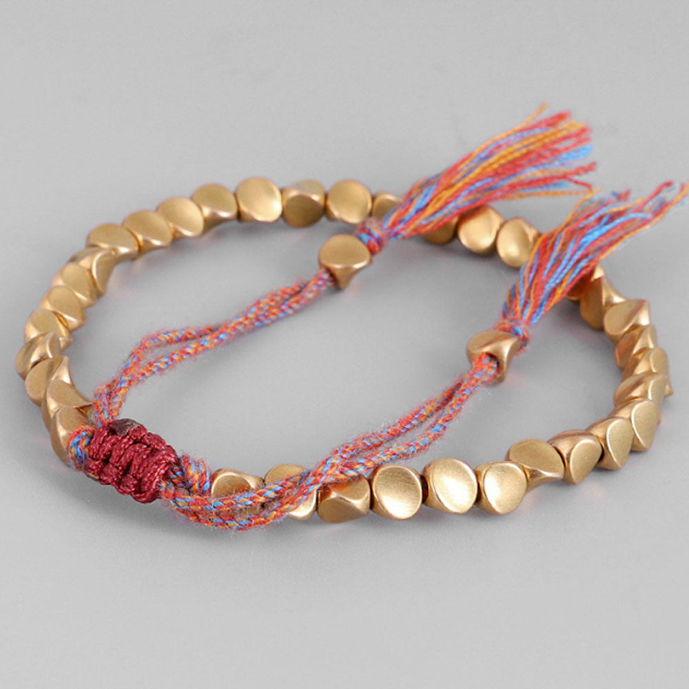 new design adjustable thread string woven braided heteromorphism brass beads bangle adjustable bracelets