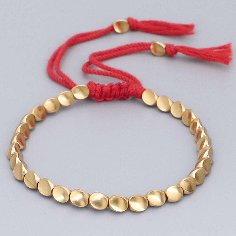 new design adjustable thread string woven braided heteromorphism brass beads bangle adjustable bracelets
