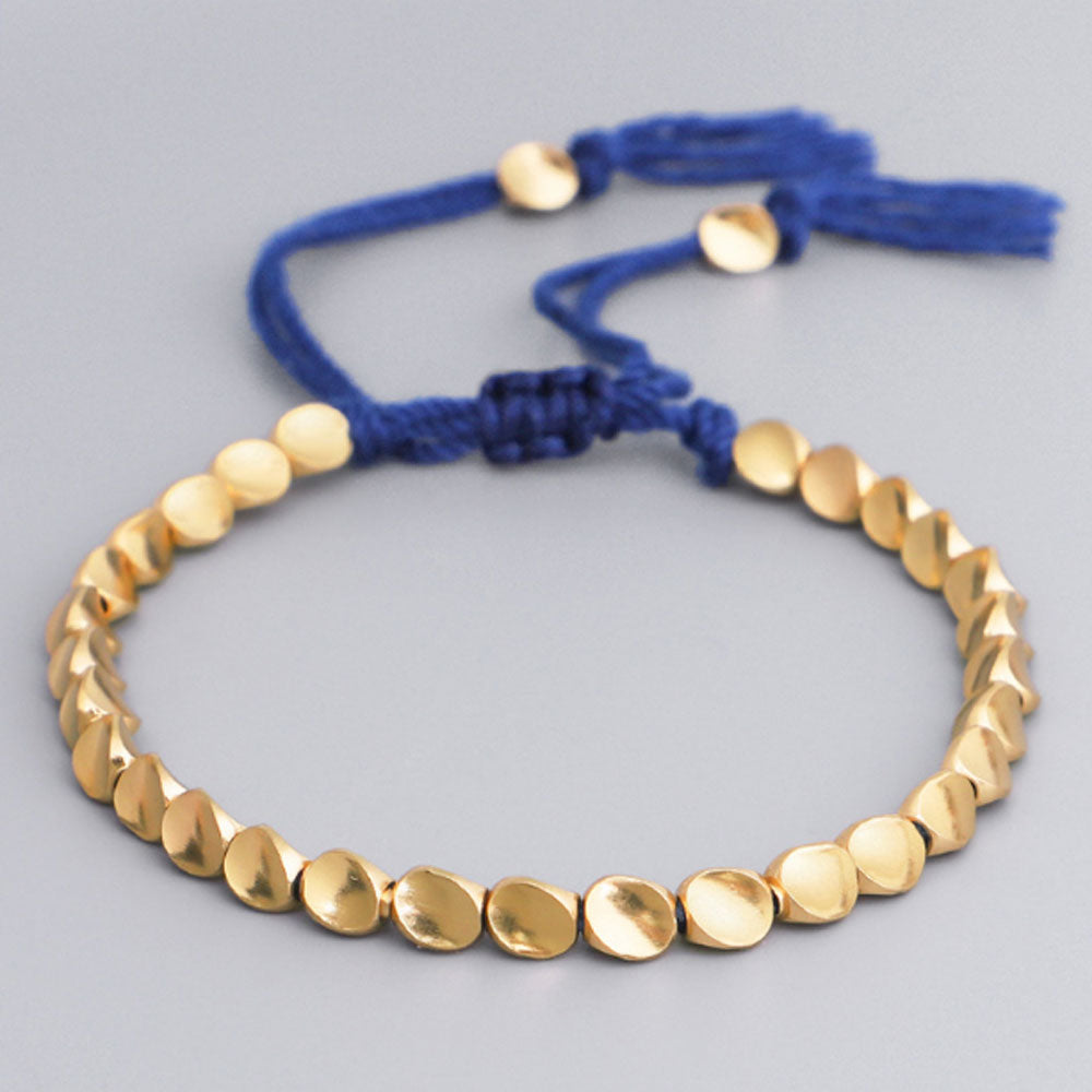 new design adjustable thread string woven braided heteromorphism brass beads bangle adjustable bracelets
