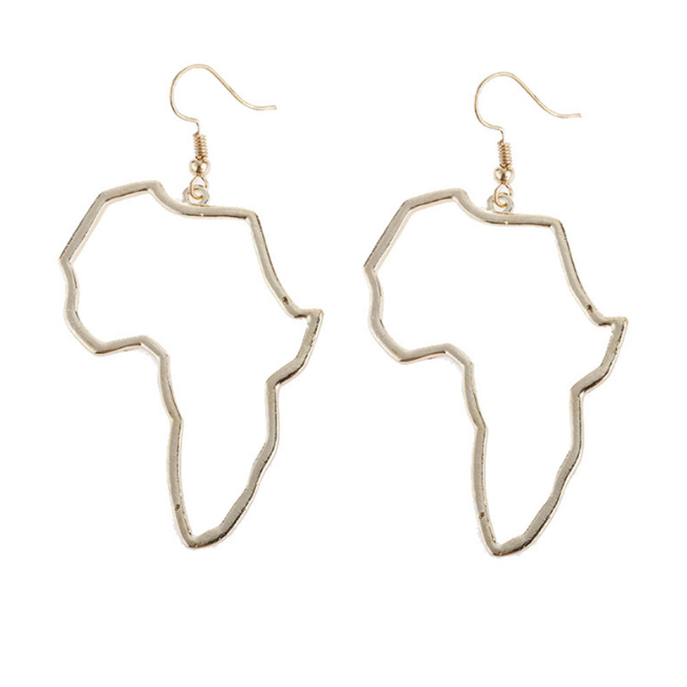 fashion alloy with gold and silver plated african map dangle earrings jewelry for women