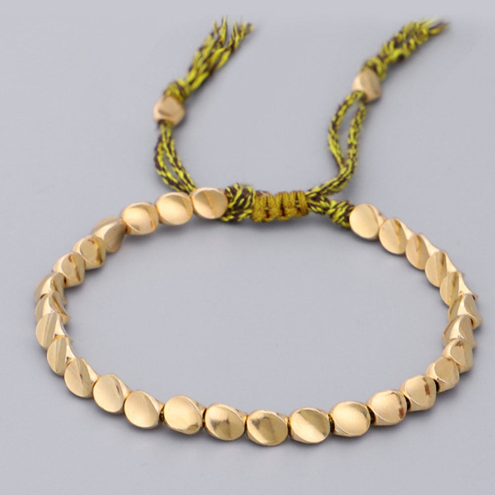 new design adjustable thread string woven braided heteromorphism brass beads bangle adjustable bracelets