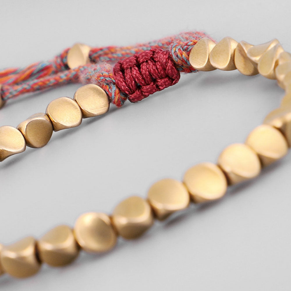 new design adjustable thread string woven braided heteromorphism brass beads bangle adjustable bracelets