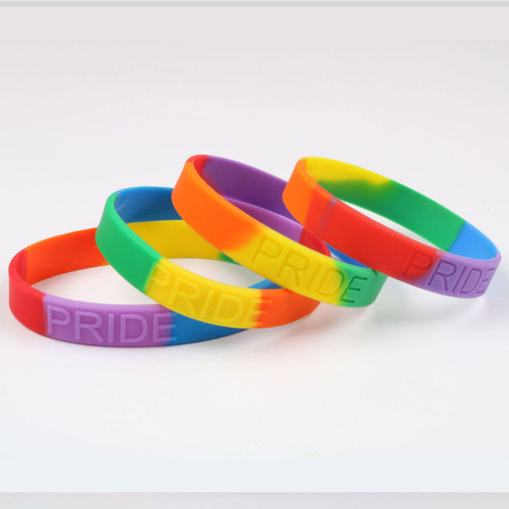 fashion trendy silicone rubber rainbow band transgender lesbian pride gay bracelet couples bracelet lgbt pride