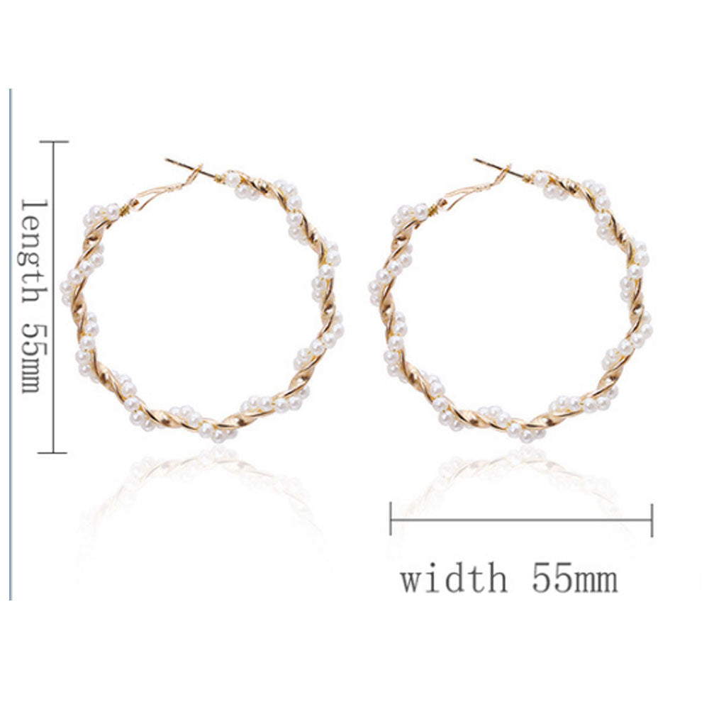alloy trendy gold color and not real pearl hoop earring earrings for women