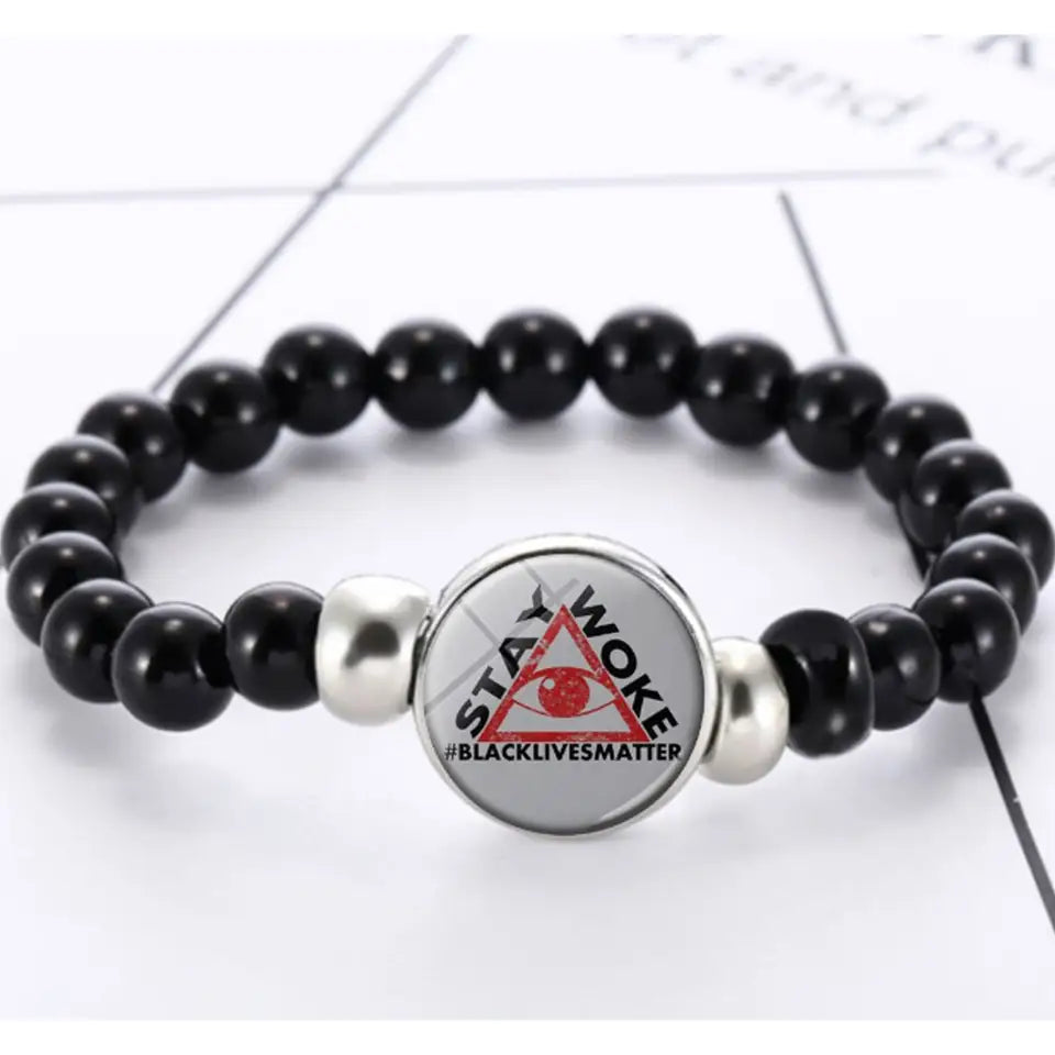 wholesale Acrylic beads beaded black lives matter charm bracelets wristband accessories China Manufacturer Supplier