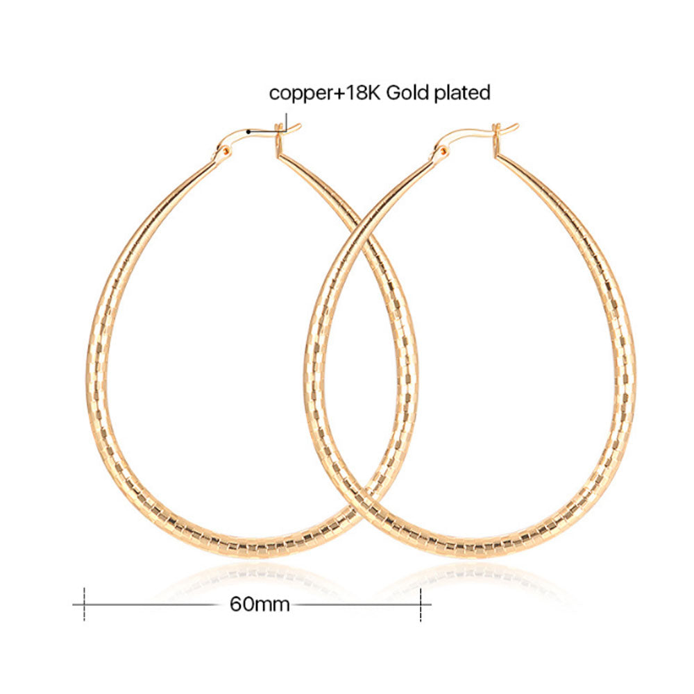 brass alloy with 18k gold plated korean fashion thick textured earrings women hoop jewelry