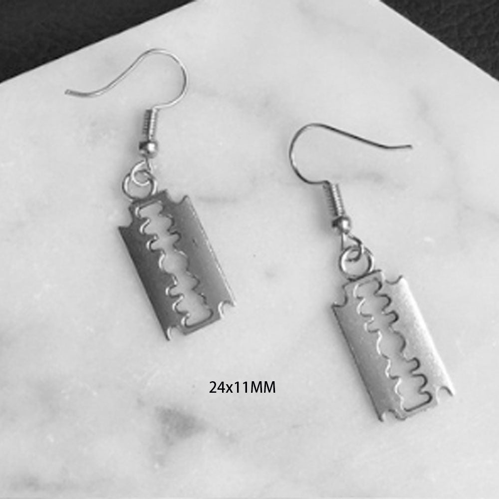 goth alloy ancient silver piercing gun handcuff money toothpaste dangle drop earrings jewelry