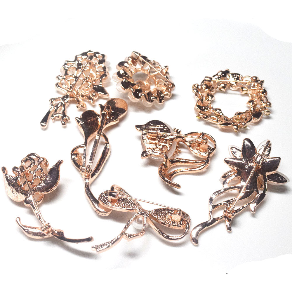 women opal stone cat flower butterfly knot rose flower charm pin brooch brooches women