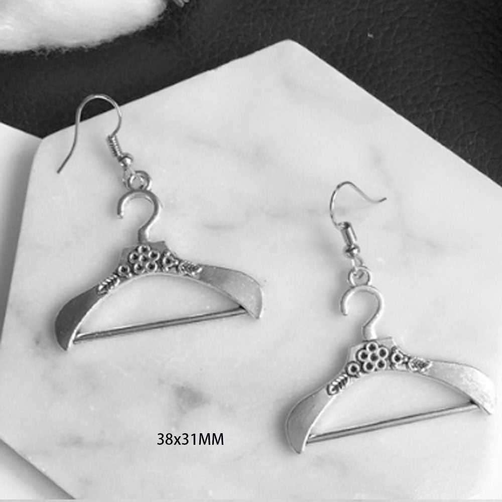 goth alloy ancient silver piercing gun handcuff money toothpaste dangle drop earrings jewelry