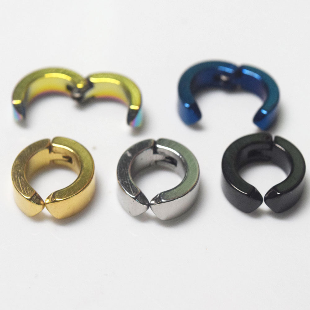 titamuim stainless steel blank small open cuff no pierced ears huggie hoop clip earring men styles unisex design