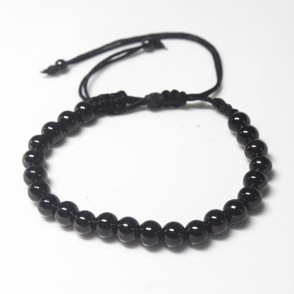 gold silver rose gold black 6mm stainless steel beads beaded jewelry cord adjustable bracelet jewelry men women unisex
