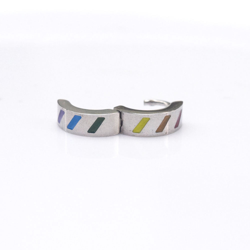 stainless steel huggie hoop gay pride lesbian earrings jewelry earring rainbow men