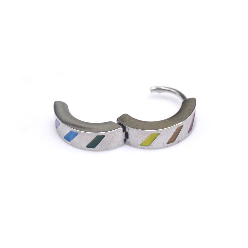 stainless steel huggie hoop gay pride lesbian earrings jewelry earring rainbow men