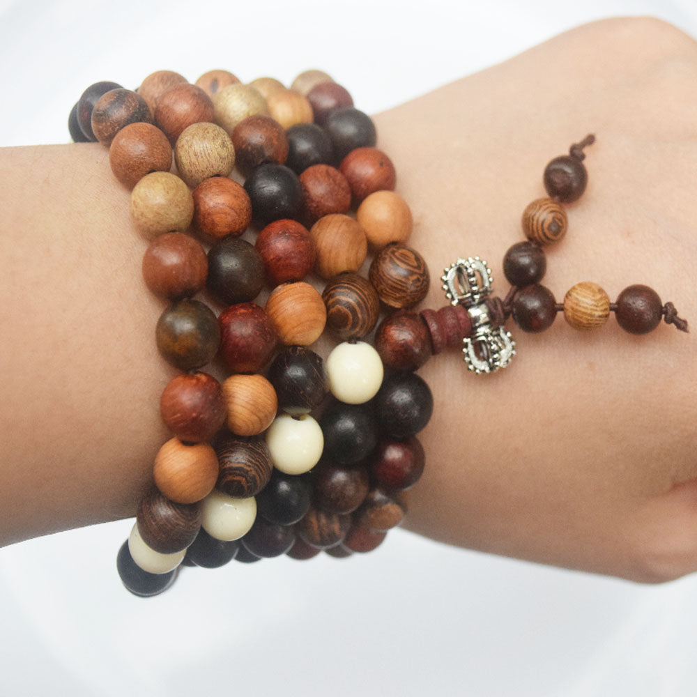Natural multi kinds 6mm 8mm 108 mala prayer beads Buddhist bead Necklace Bracelet Wood Meditation Rosary men fashion jewelry