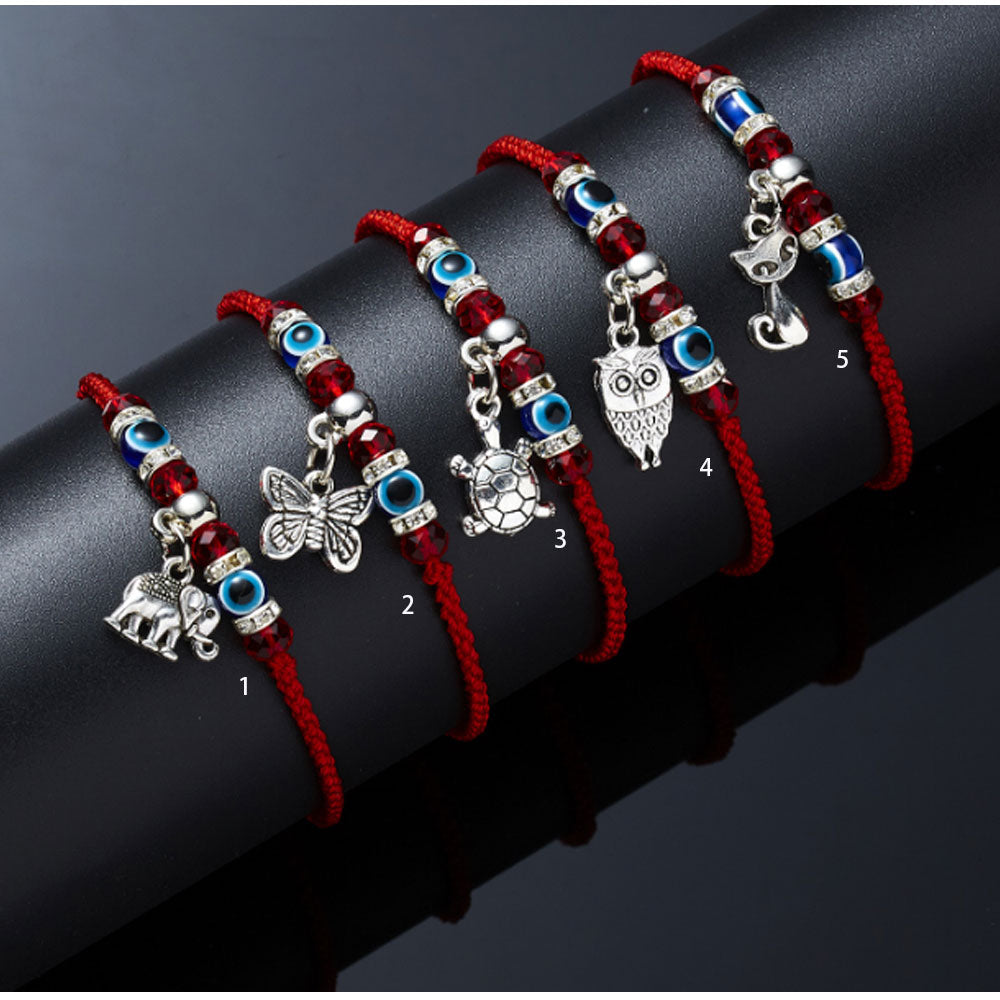 Custom Chinese knot simple red thread string bracelet hamsa hand d-evil eye lucky charm adjustable bracelet cheap red
