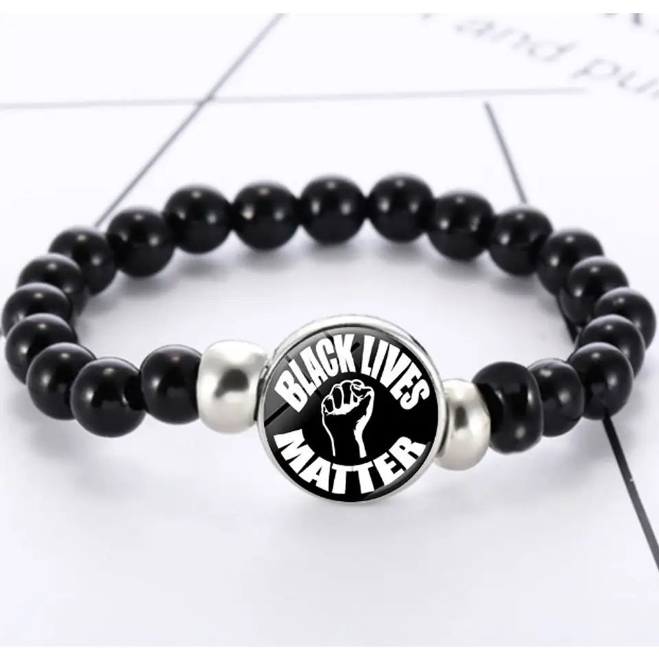 wholesale Acrylic beads beaded black lives matter charm bracelets wristband accessories China Manufacturer Supplier