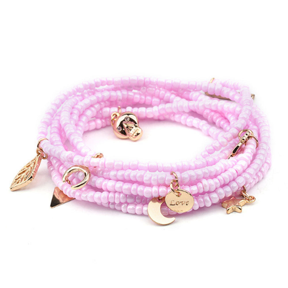 big weight loss body African glass seed waist belly beads beaded layer chain with charm bohemian jewelry elastic cord 140cm