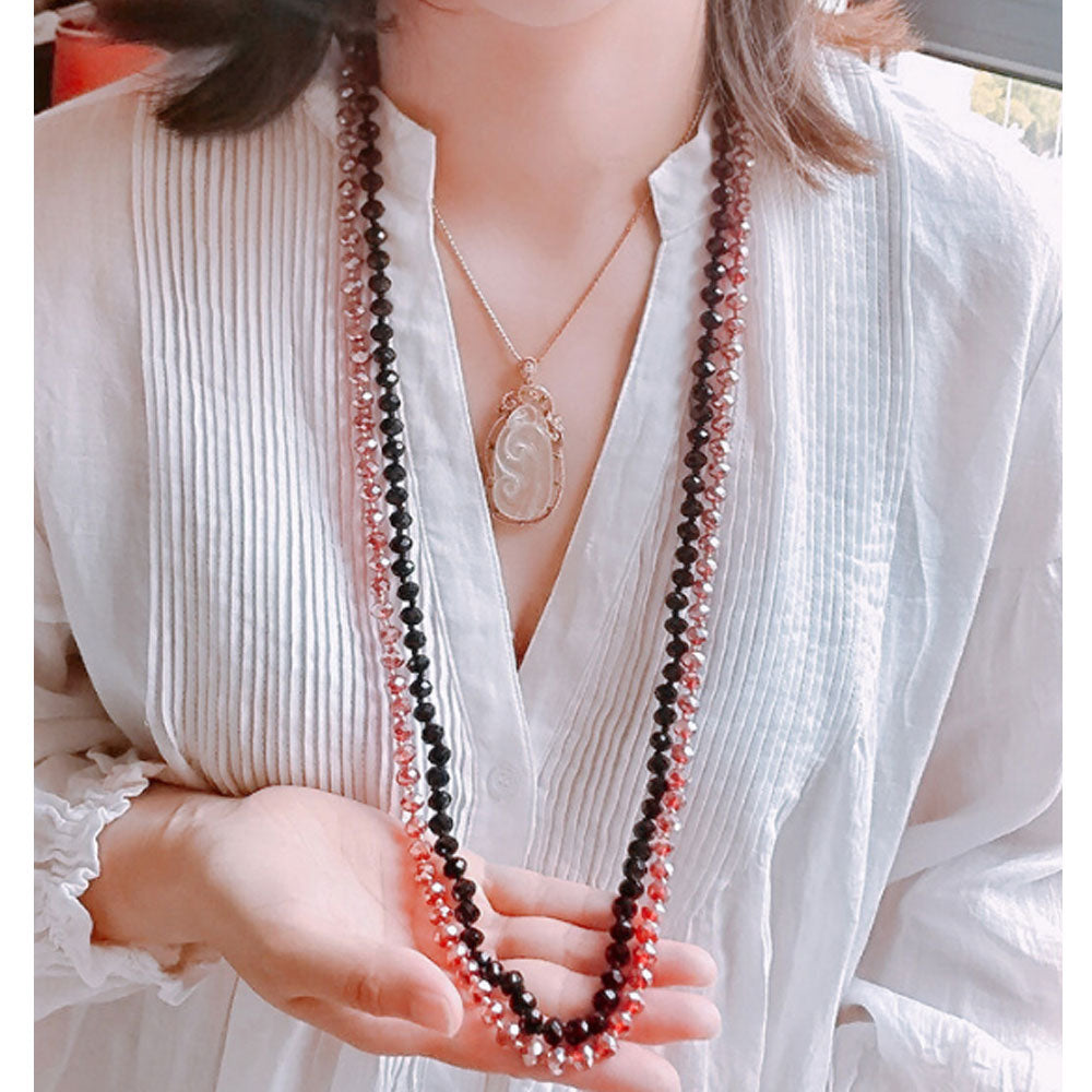 colorful bohemian 8mm 35 inches long design hand knotted statement glass bead beaded necklaces jewelry