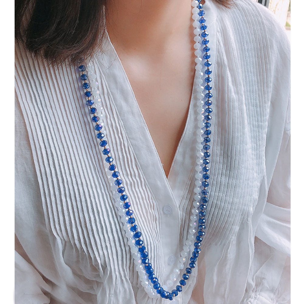colorful bohemian 8mm 35 inches long design hand knotted statement glass bead beaded necklaces jewelry