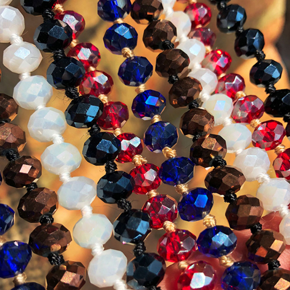 colorful bohemian 8mm 35 inches long design hand knotted statement glass bead beaded necklaces jewelry