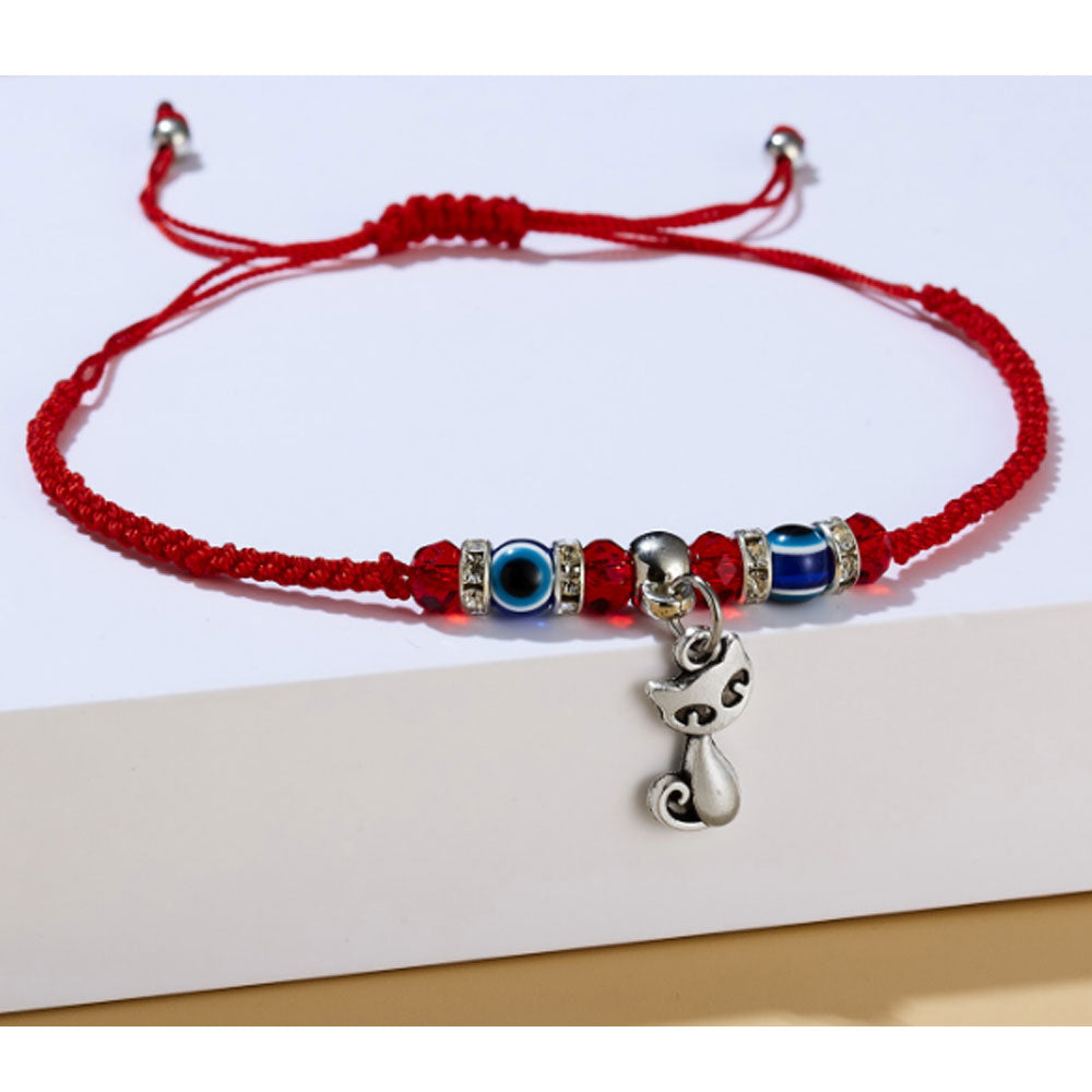 Custom Chinese knot simple red thread string bracelet hamsa hand d-evil eye lucky charm adjustable bracelet cheap red