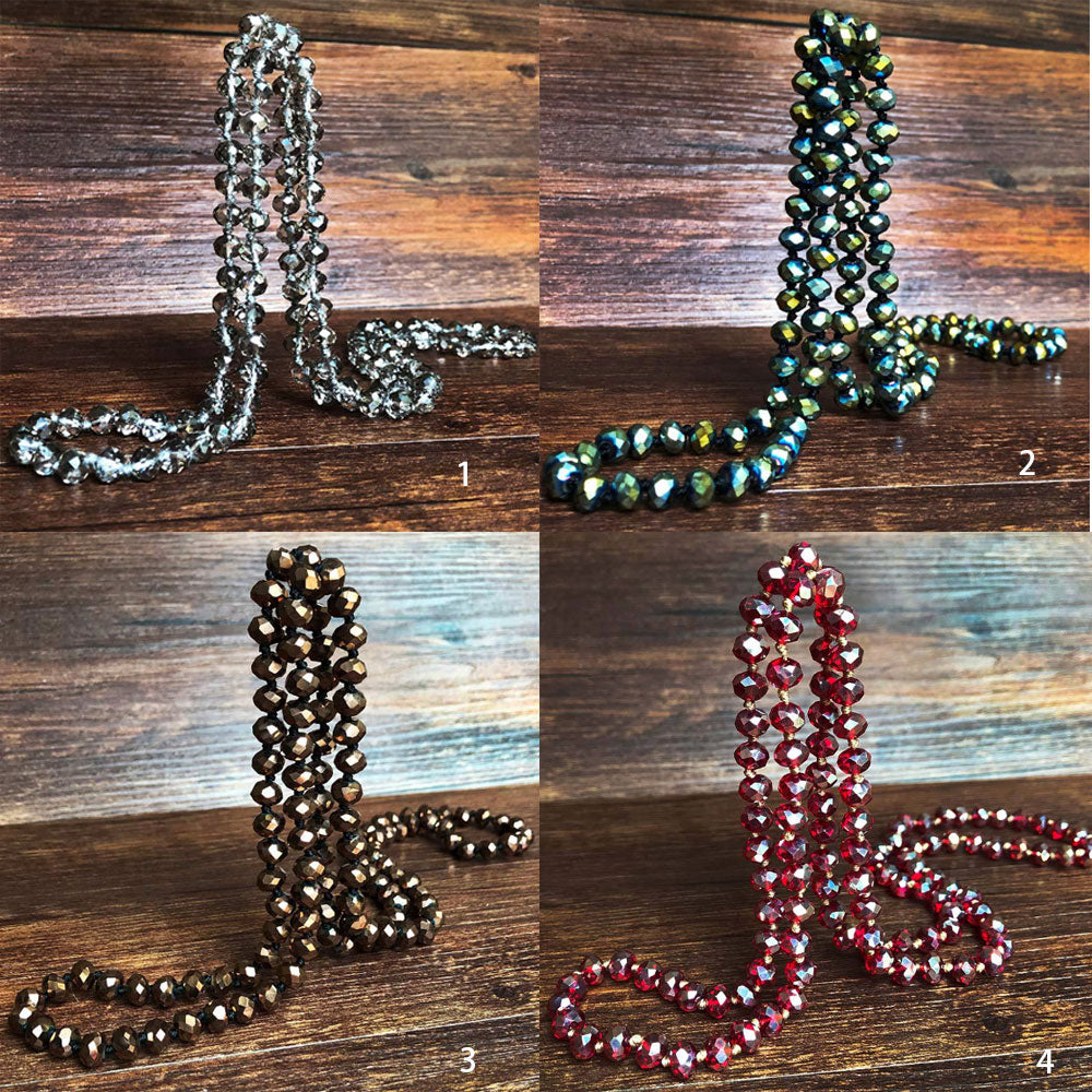 colorful bohemian 8mm 35 inches long design hand knotted statement glass bead beaded necklaces jewelry
