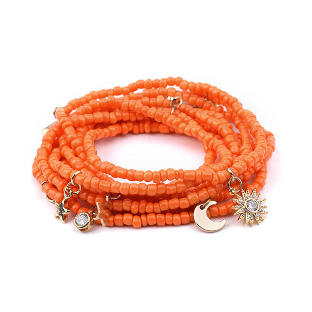 big weight loss body African glass seed waist belly beads beaded layer chain with charm bohemian jewelry elastic cord 140cm