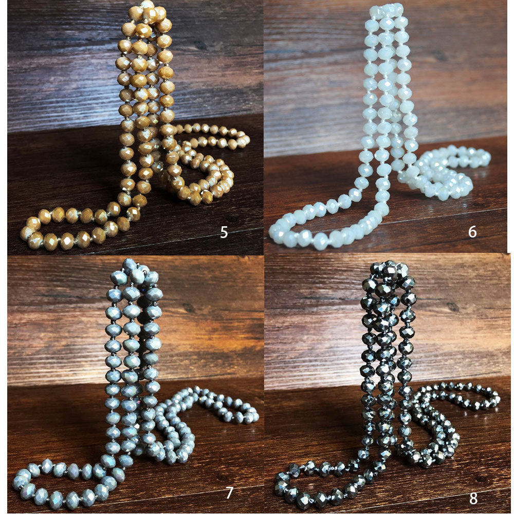 colorful bohemian 8mm 35 inches long design hand knotted statement glass bead beaded necklaces jewelry
