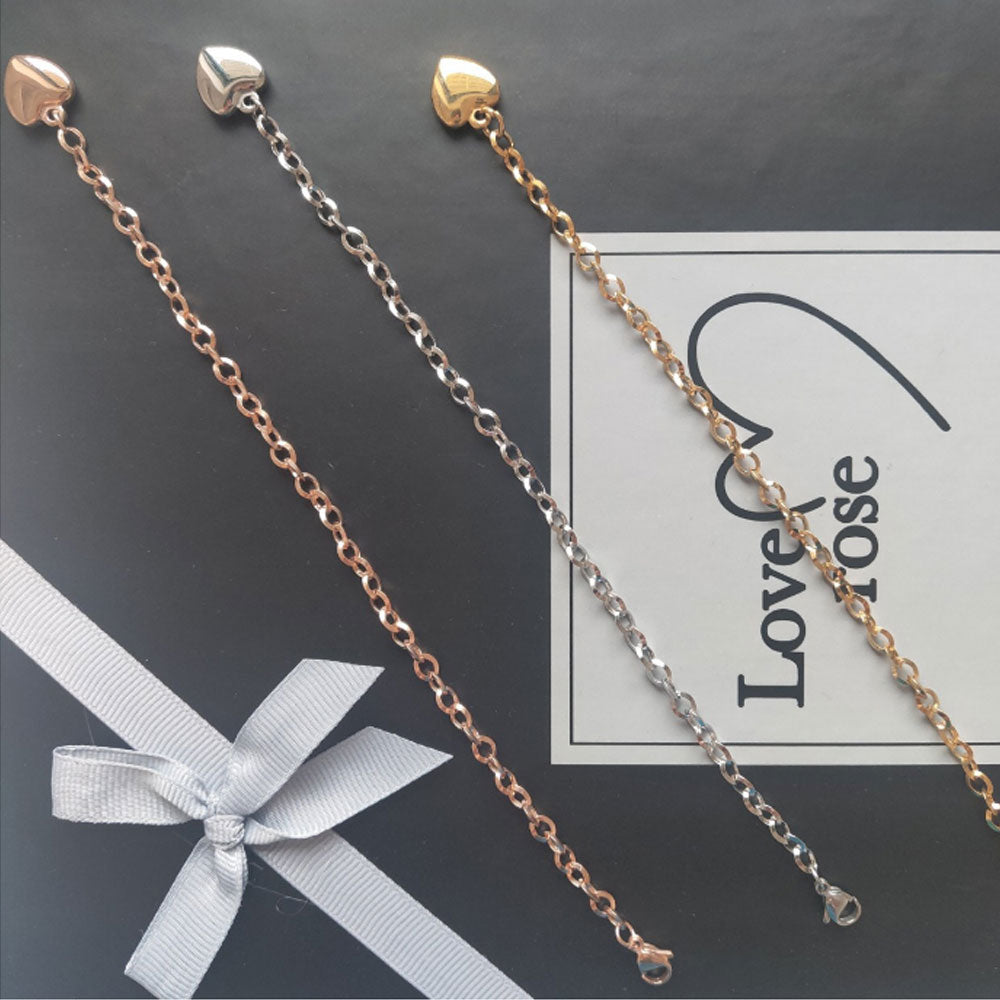 high quality fashion boho stainless steel chain women lucky heart pendant charm bracelet jewelry