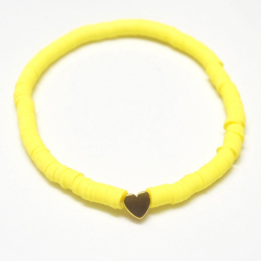 handmade bohemian soft clay polymer bead stackable bracelet women beach boho heart charm bracelets jewelry