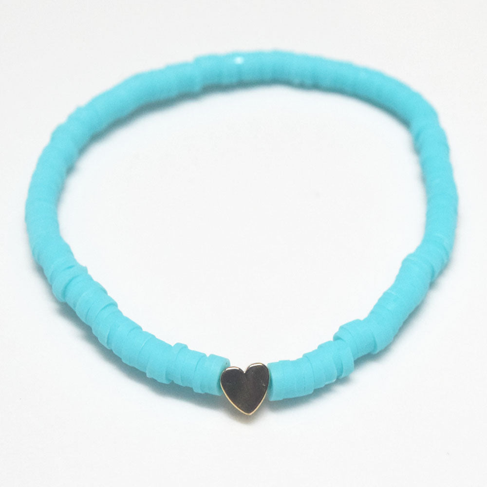 handmade bohemian soft clay polymer bead stackable bracelet women beach boho heart charm bracelets jewelry
