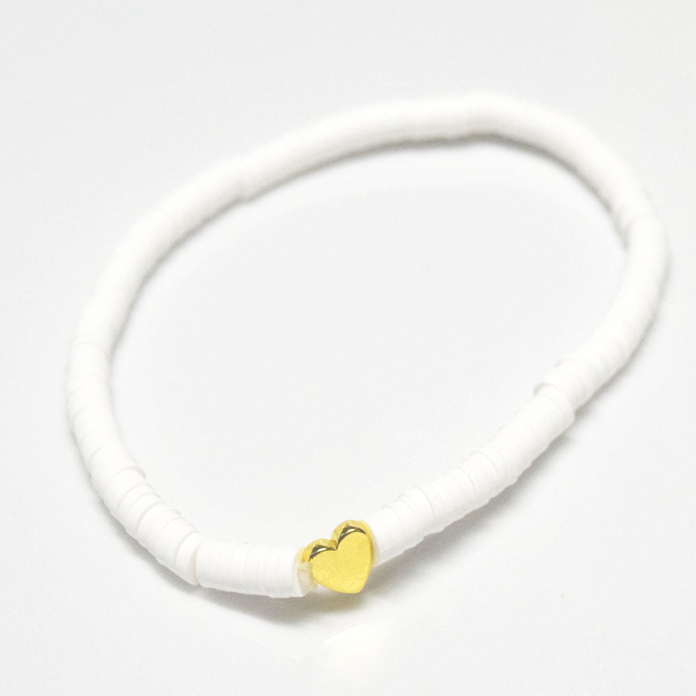 handmade bohemian soft clay polymer bead stackable bracelet women beach boho heart charm bracelets jewelry
