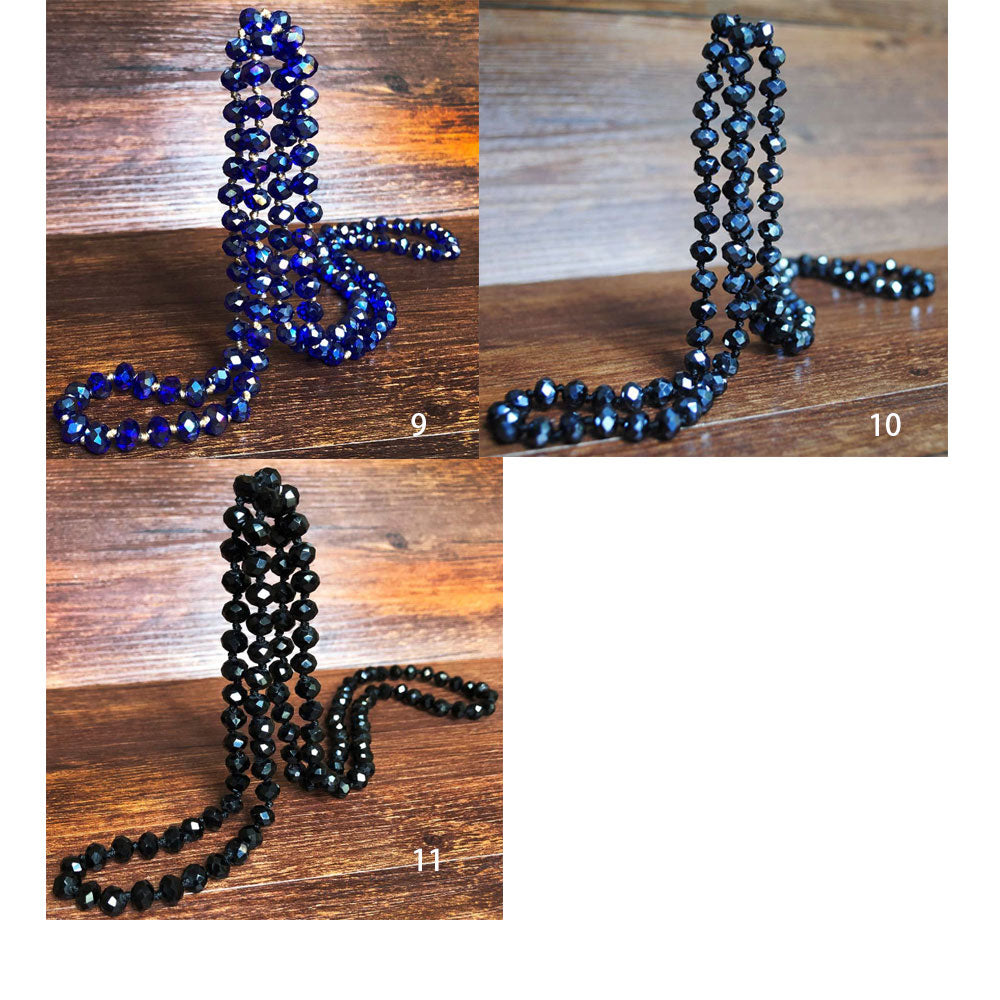 colorful bohemian 8mm 35 inches long design hand knotted statement glass bead beaded necklaces jewelry