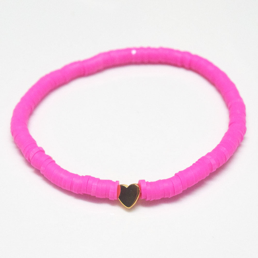 handmade bohemian soft clay polymer bead stackable bracelet women beach boho heart charm bracelets jewelry