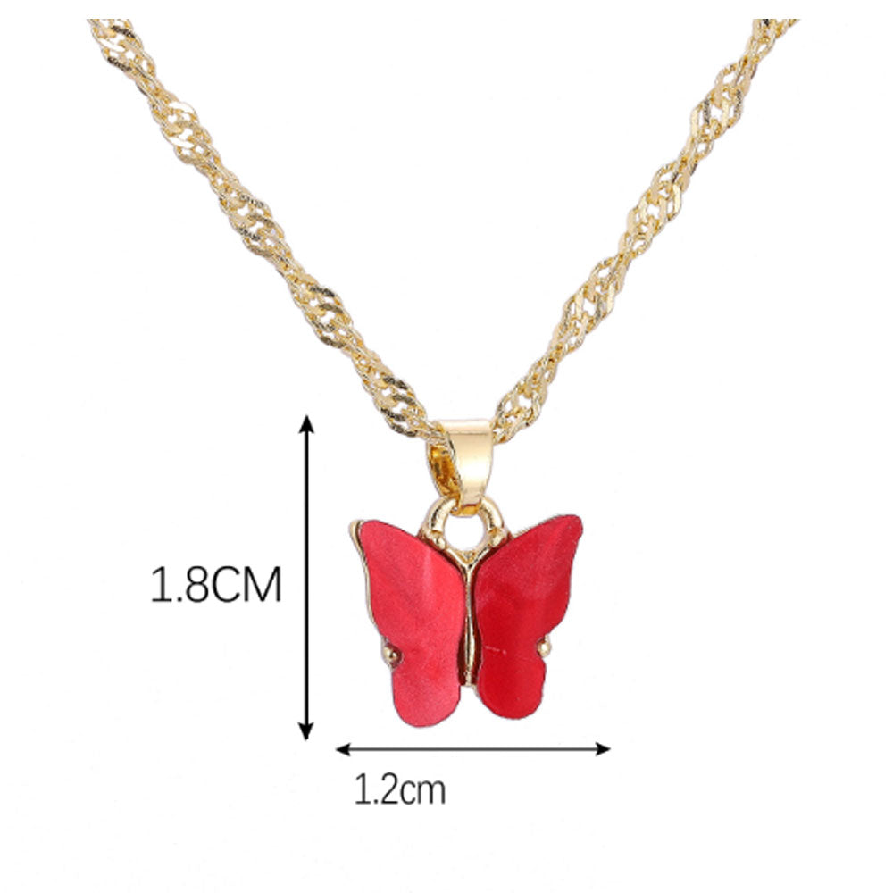 Fashion Trendy alloy acrylic fashion butterfly charm pendant necklace jewelry women