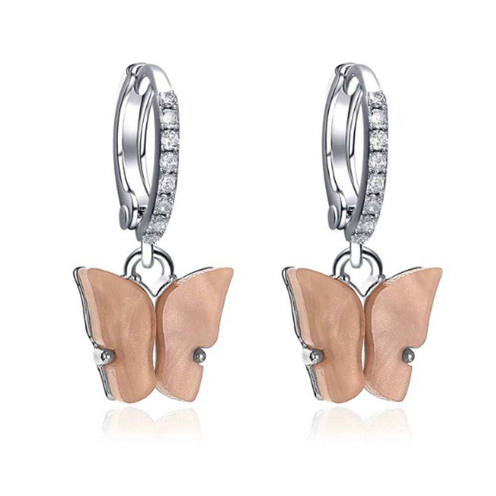 white pink red blue blue butterfly earrings new design huggie hoop acrylic