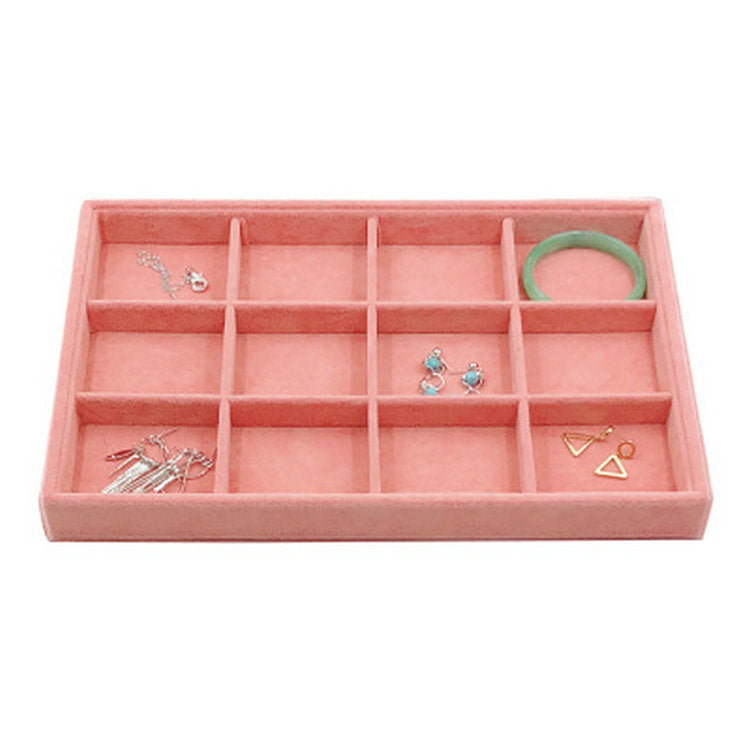 Larege Size Pink Earring Showcase Display Case Luxury Wood Velvet Hook Necklace Bracelet Ring Body Jewelry Storage Display Tray