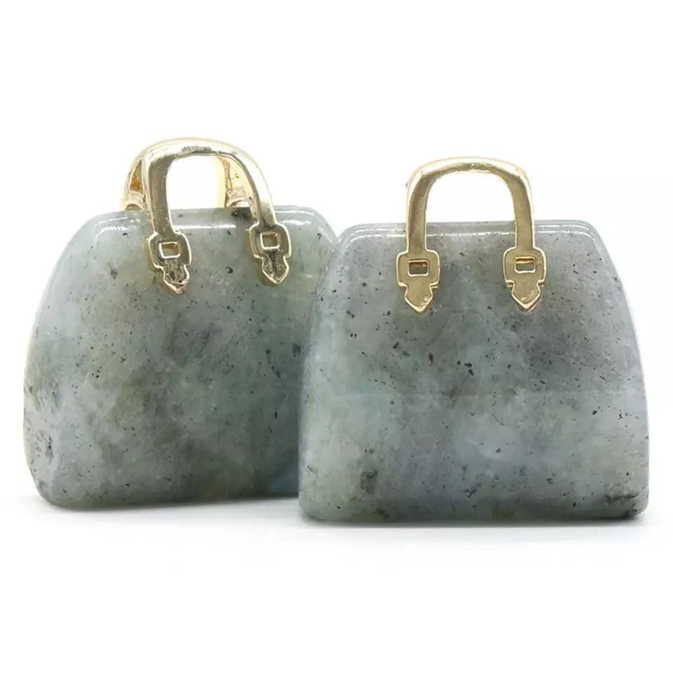 natural crystal amethyst tiger eye agate jade howlite pink quartz green stone handbag pendant only no chain necklace