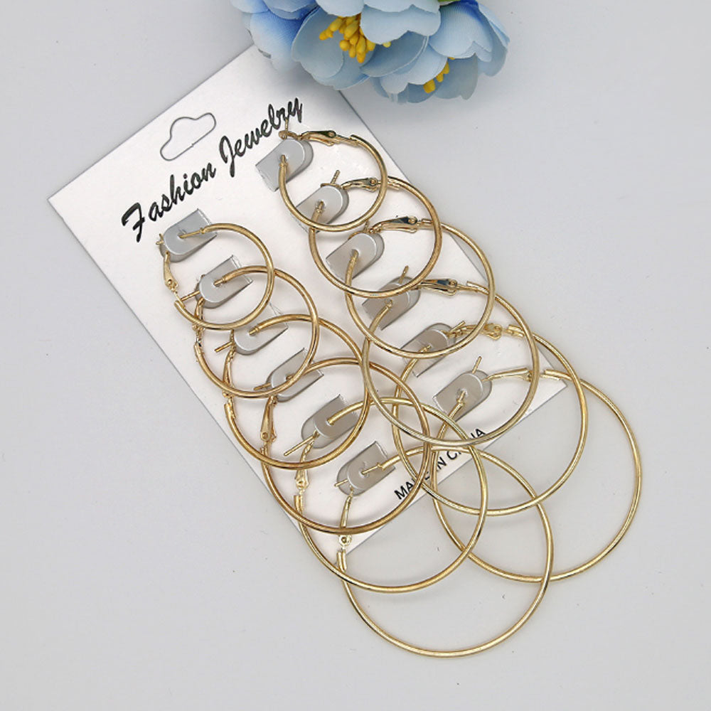 wholesale fashion trendy korean simple big hoop earrings for women earring hoop 6pcs sets