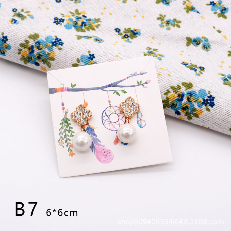 6x6cm colorful earring and necklace paper cards hanging holder display card for fashion jewelry