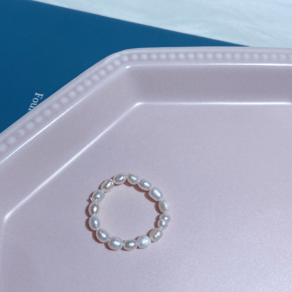 handmade elastic cord hawaiian fresh water pearl finger ring women rings luxury jewlery