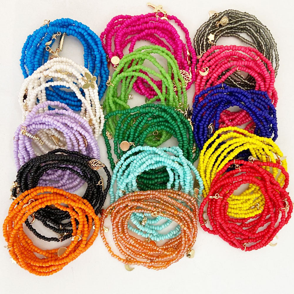 ELABEST 24-47inch African Waist Beads for Women 8Pcs Elastic Belly ELABEST 24-47inch African Waist Beads for Women 8Pcs Elastic Belly