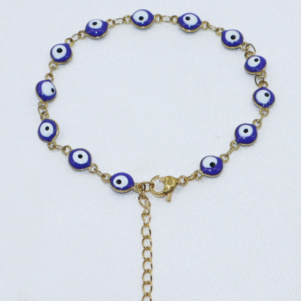 quake fashion plastic turkish red black blue pink d-evil eye bead with stainless steel chain adjustable bracelet jewelry