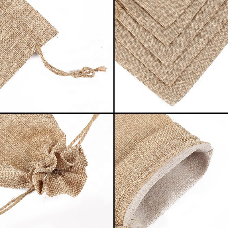 Wholesale Multi Sizes jute sack bag burlap shopping bag linen jewellery pouch hemp drawstring bag for Jewelry Packing