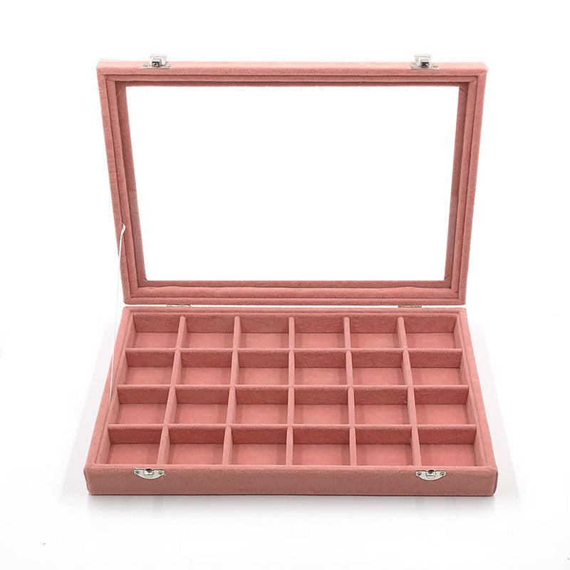 Large size body jewelry bracelet necklace earring ring packaging storage showcase jewelry display tray pink velvet with lid