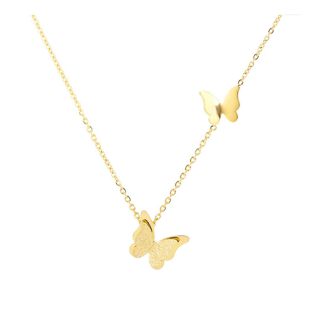 stainless steel butterfly necklace gold, silver and rose gold colors are optional abrazine finish lobster clasp